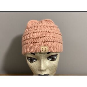 C.C Kids' Children's Soft Warm Fuzzy Two Tone Cuff Beanie Skull Cap Corral Peach